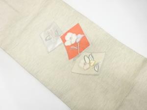 色紙に枝花模様　刺繍　名古屋帯